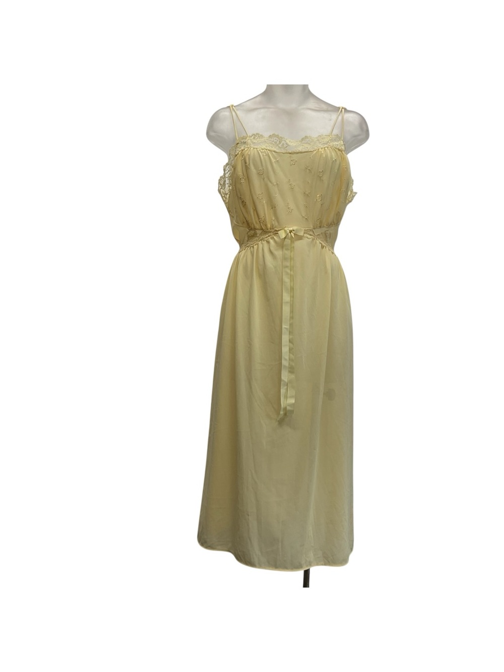 VTG 70s Lorraine Perfect Fitting Yellow Nightgown Dress Sz 38 Romantic Feminine